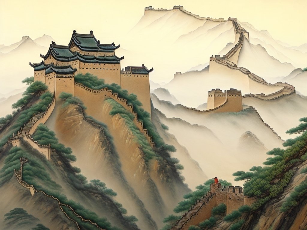释放算术序列的力量 解码长城的数学杰作Exploring the Mystical Great Wall A Journey of Arithmetic sequence Art and Family Fun_Chinese_Painting