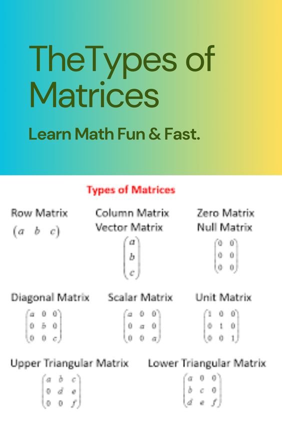 Learn The Types of Matrices Fast- Classification,Examples,Fun activities & worksheets