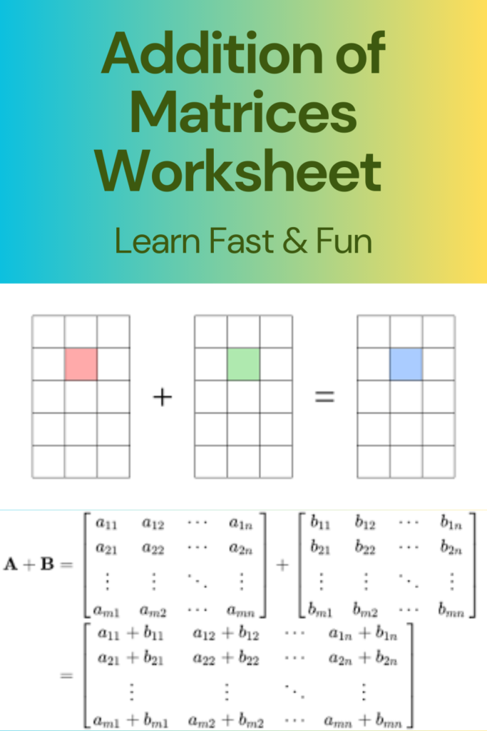 Addition of Matrices Worksheet cool math art 