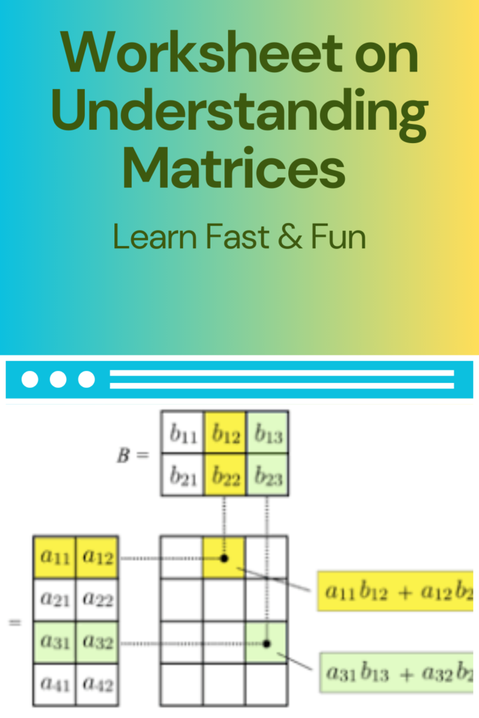 Worksheet on Understanding Matrices Learn math fast