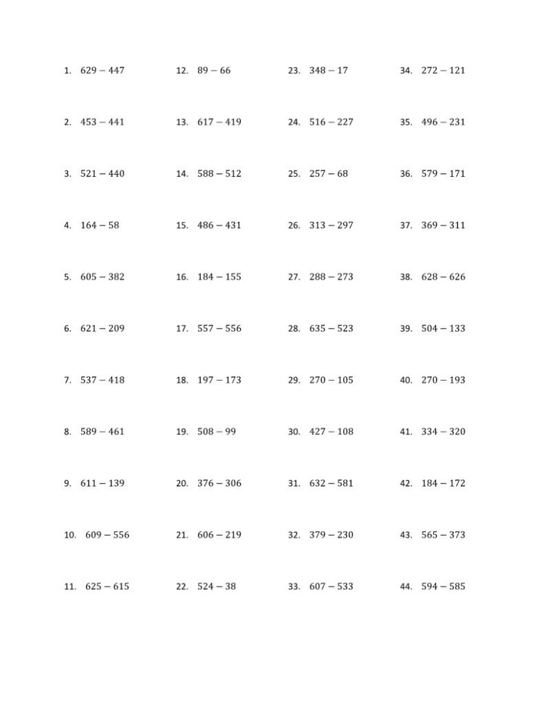 free math worksheets Subtraction_1 (1)